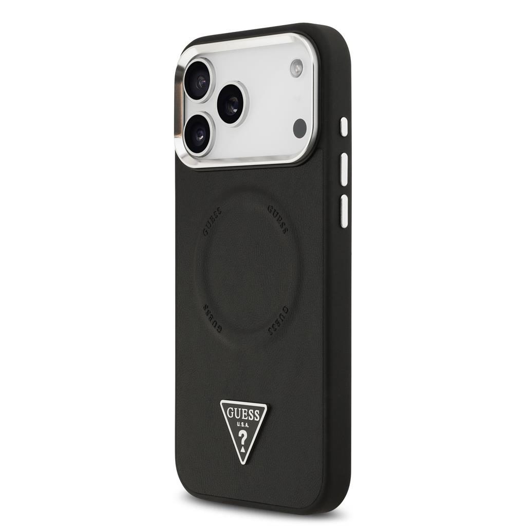 Guess PU Leather Triangle Logo MagSafe iPhone 17 Pro Max (Fekete)
