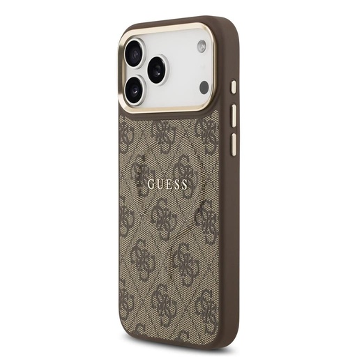 Guess PU Leather 4G Gold Frame MagSafe iPhone 17 Pro Max (Barna)
