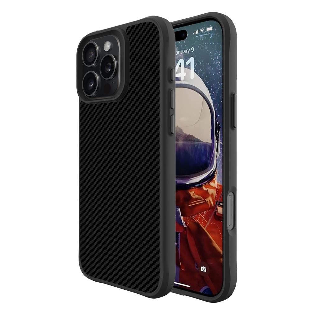 Apple iPhone 16 Pro Max TOKO Carbon fiber hátlap tok (Fekete)