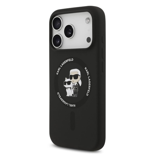 Karl Lagerfeld Liquid Silicone Karl and Choupette MagSafe tok iPhone 17 Pro (Fekete) - KLHMP17LSCMKCRHK