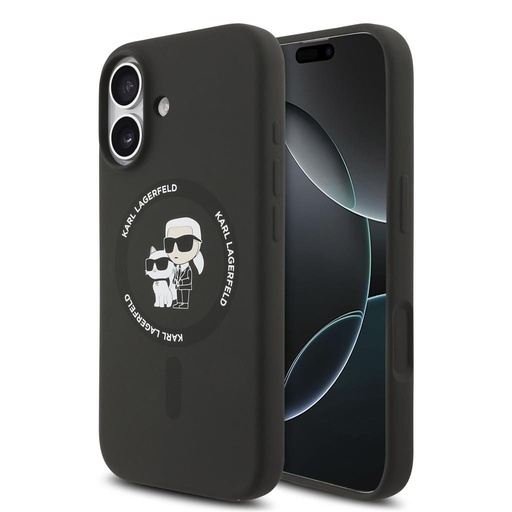 Karl Lagerfeld Liquid Silicone Karl and Choupette MagSafe tok iPhone 17 (Fekete) - KLHMP17SSCMKCRHK
