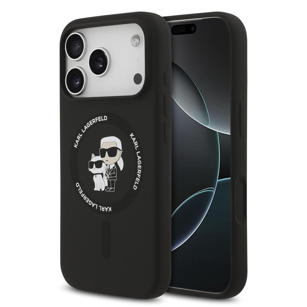 Karl Lagerfeld Liquid Silicone Karl and Choupette MagSafe tok iPhone 17 Pro Max (Fekete) - KLHMP17XSCMKCRHK