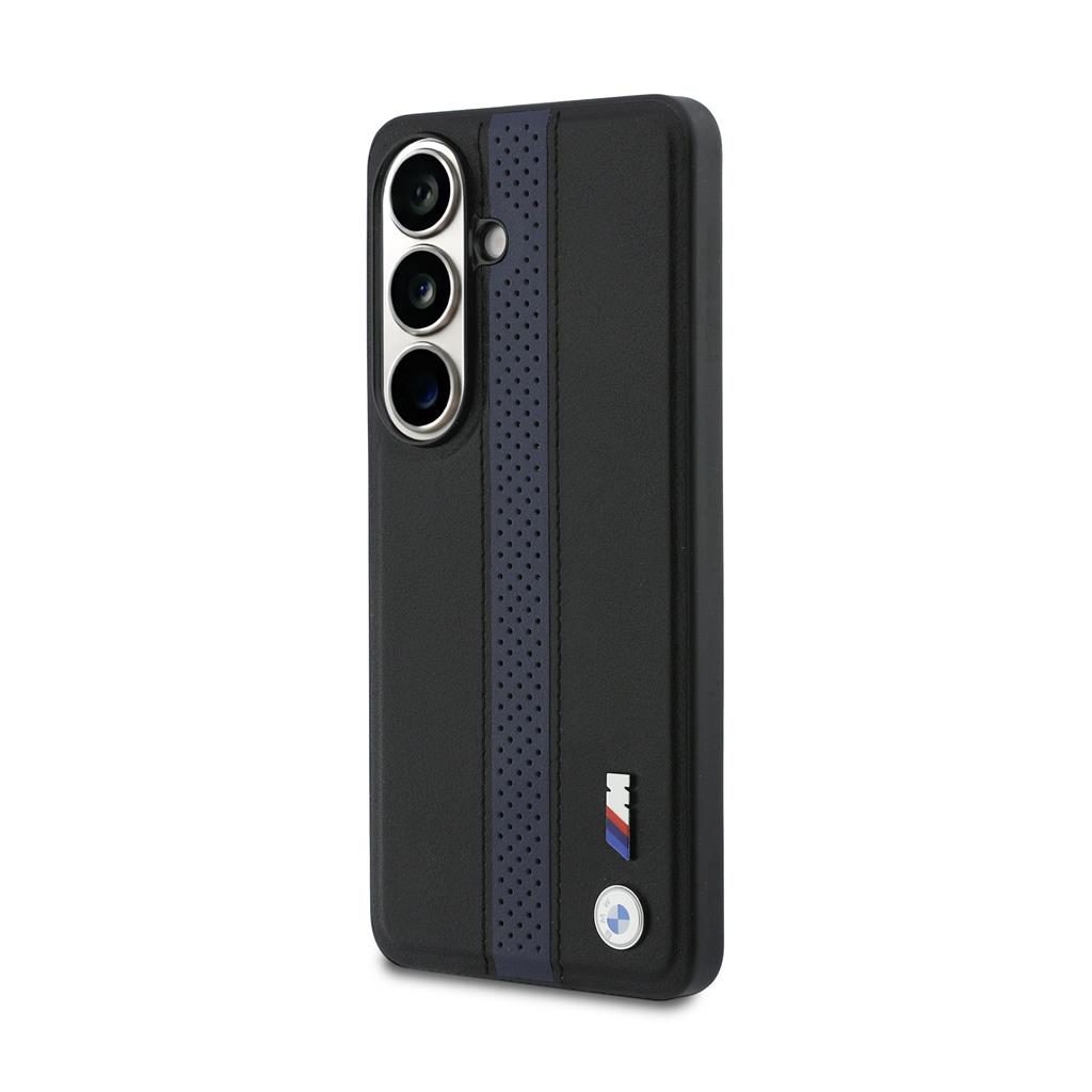 BMW M PU Leather Perforated Stripes and Metal Logo Magnetic Samsung Galaxy S26 (Kék)