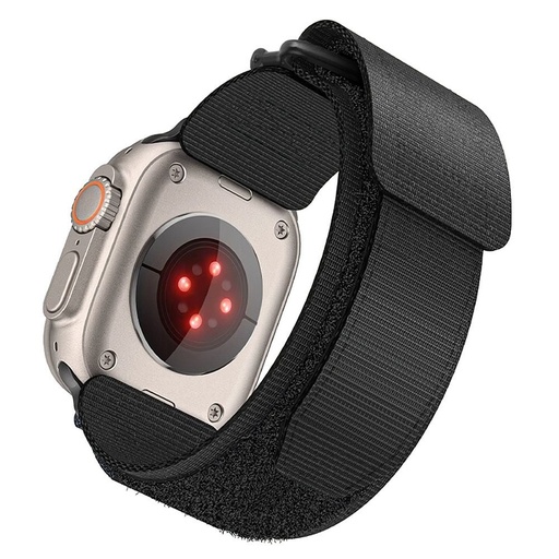 Forcell F-Design FA05 nylon tépőzáras szíj Apple Watch 42 / 44 / 45 / 49 mm (Fekete)