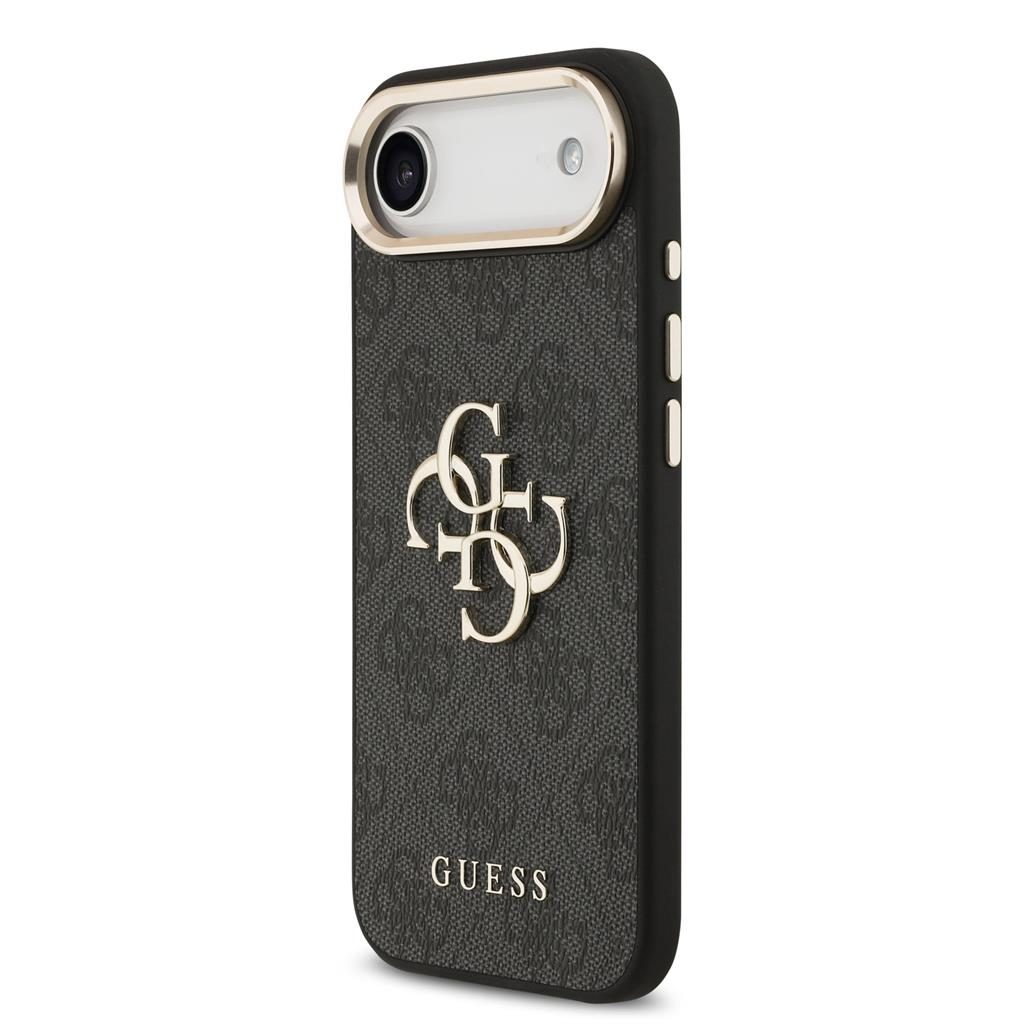 Guess PU Leather 4G Metal Logo Gold Frame tok iPhone Air (Fekete)