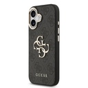 Guess PU Leather 4G Metal Logo Gold Frame tok iPhone 17 (Fekete)