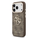 Guess PU Leather 4G Metal Logo Gold Frame tok iPhone 17 Pro Max (Barna)