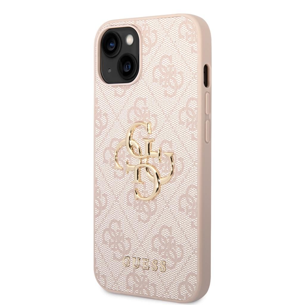 Guess PU 4G Metal Logo tok iPhone 15 (Rózsaszín)
