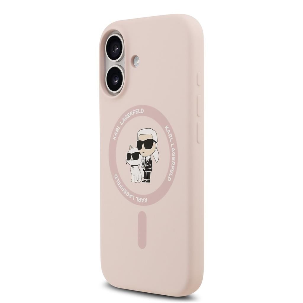 Karl Lagerfeld Liquid Silicone Karl and Choupette MagSafe tok iPhone 17 (Rózsaszín)