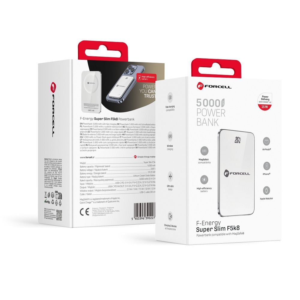 Forcell F-Energy SuperSlim F5K8 MagSafe power bank 15W 5000 mAh (Titánium Desert)
