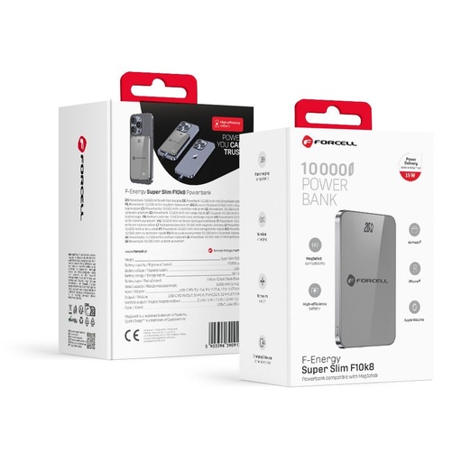 Forcell F-Energy SuperSlim F10K8 MagSafe power bank 15W 10000 mAh (Szürke)