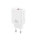 XO CE40(EU) hálózati gyorstöltő (Fehér) - 20W, 1xUSB-A + 1xUSB-C