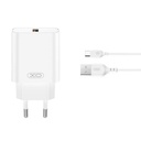 XO CE33(EU) hálózati gyorstöltő + Type-C kábel (Fehér) - 18W, QC3.0, NB103 szett