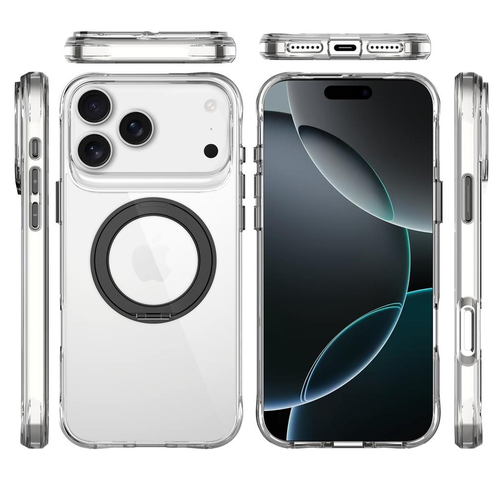 Apple iPhone 17 Pro TOKO Pure MagSafe 360 ring hátlap tok (Fekete)
