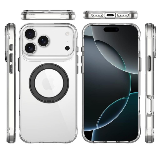 Apple iPhone 17 Pro TOKO Pure MagSafe 360 ring hátlap tok (Fekete)