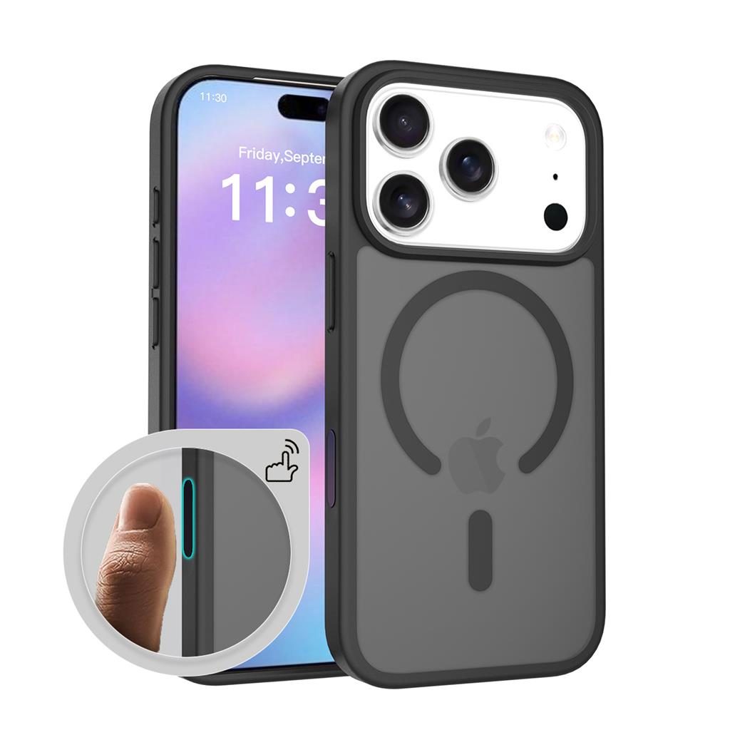 Apple iPhone 17 Pro Roar Haptic Button Matte MagSafe hátlap tok (Fekete)