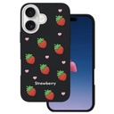 Apple iPhone 16 / iPhone 17 Strawberry hátlap tok (Fekete)