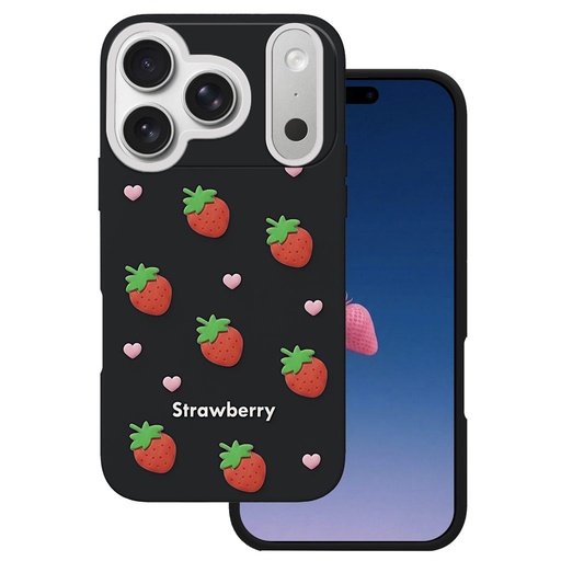 Apple iPhone 17 Pro Strawberry hátlap tok (Fekete)