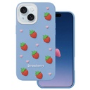 Apple iPhone 13 / iPhone 14 / iPhone 15 Strawberry hátlap tok (Kék)