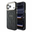 Apple iPhone 18 Pro Max Guess Leather 4G Gold Frame Embossed MagSafe bőr védőtok (Fekete) (GUHMP18XP4MSEGCK)