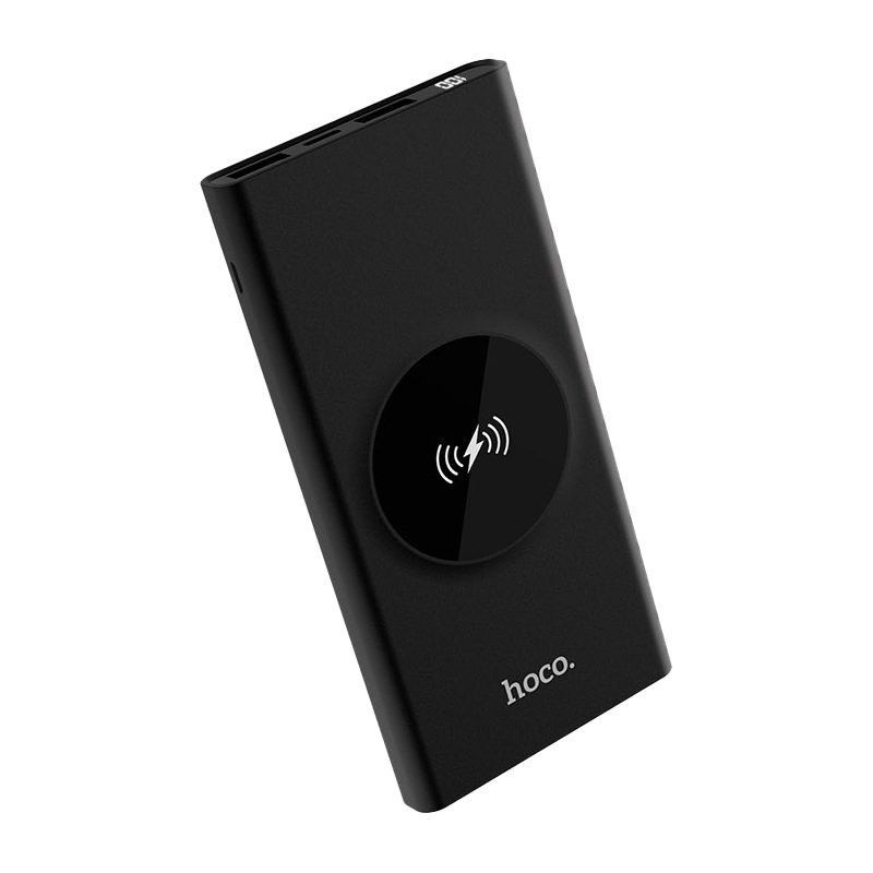 [6957531094845] Hoco J37 power bank (wireless charging), 10000 mAh, LED status indicator, 5V 2A, 2USB, type-C connector, black
