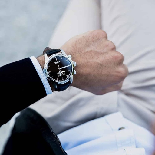 Viita HRV Tachymeter Leather okosóra, aktivitásmérő, ezüst fekete