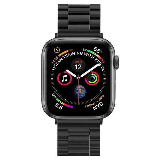 Apple Watch Series 1/2/3/4/5/6(42/44mm) Spigen modern fit rozsdamentes acél szíj, fekete