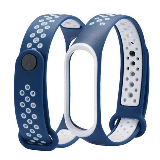 Xiaomi Mi Band 3/4/5/6 szilikon szíj, tengerkék/fehér