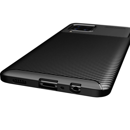 Samsung Galaxy A12 carbon fiber szilikon hátlap tok, (Fekete)