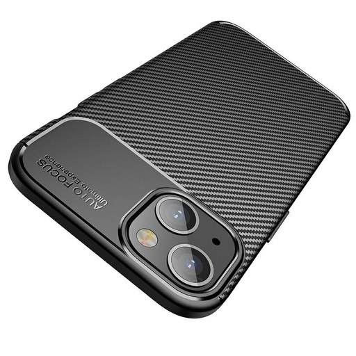 Apple iPhone 13 Mini carbon fiber szilikon hátlap tok (Fekete)