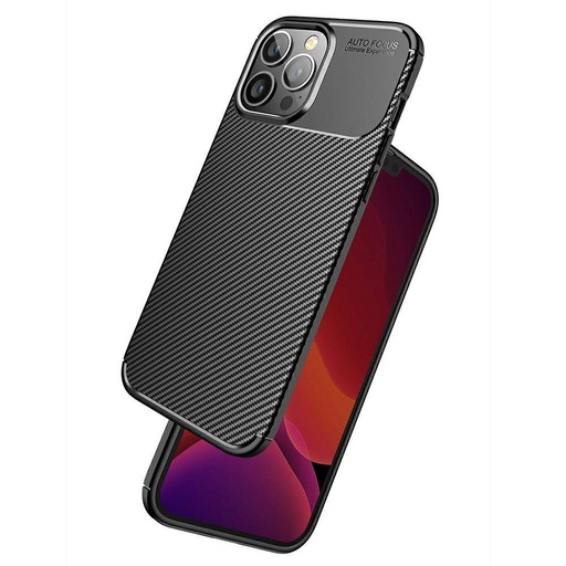 Apple iPhone 13 Pro Max carbon fiber szilikon hátlap tok (Fekete)