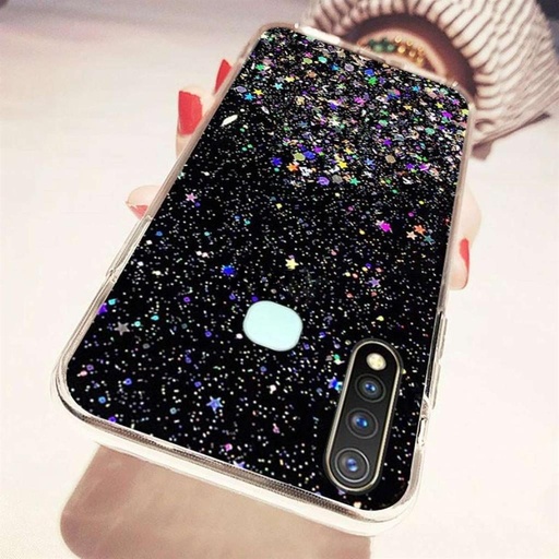 Samsung Galaxy A72 4G/A72 5G sequins glue glitter csillogós szilikon hátlap tok, (Fekete)