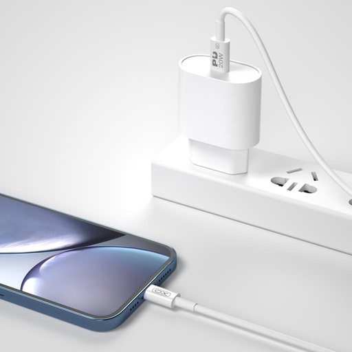 XO NB-Q189A USB-C–Lightning adatkábel (Fehér) – 1 m, PD 20W