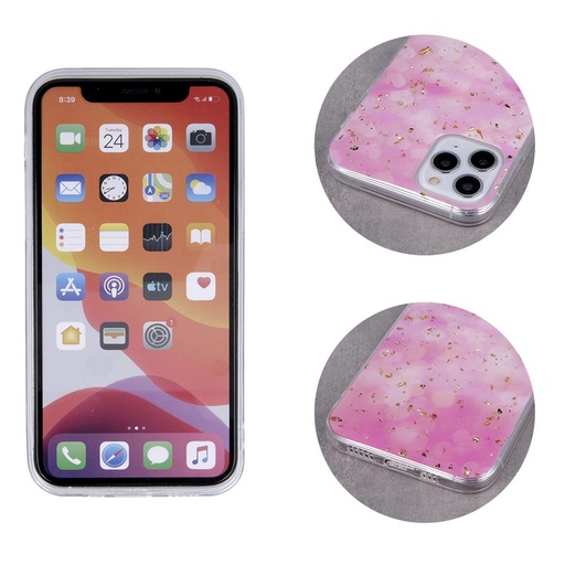 Apple iPhone 12 / iPhone 12 Pro gold glam hátlap tok (Rózsaszín)