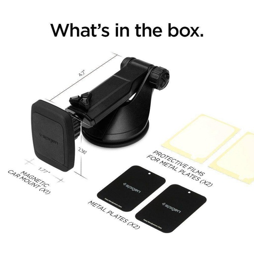 Spigen H35 autós tartó (tapadókorongos), mágneses autós telefontartó (műszerfalra), fekete