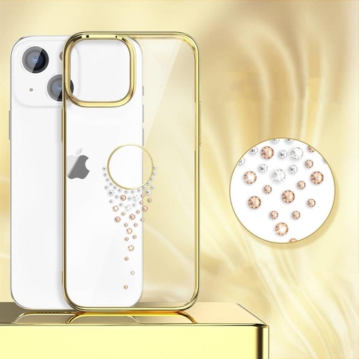 Apple iPhone 13 Kingxbar sky series Swarovski köves hátlap tok (Arany)