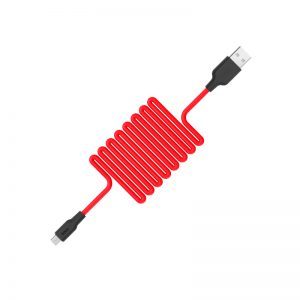 Hoco X21 microUSB kábel (strapabíró), 2A, szilikon, 1m, fekete/ piros
