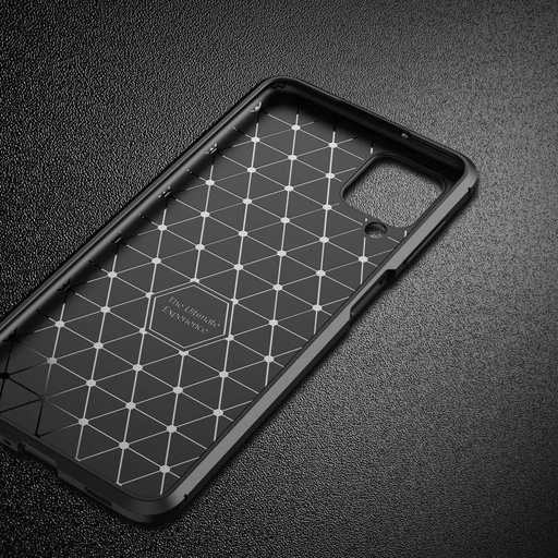 Samsung Galaxy A12 carbon fiber szilikon hátlap tok, (Kék)