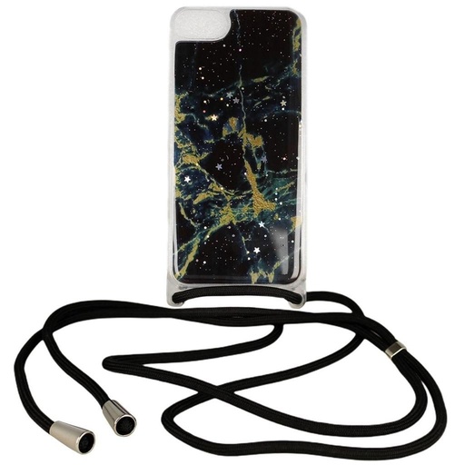 Apple iPhone 12/12 Pro nyakba akasztható glitter hátlap tok (Fekete)