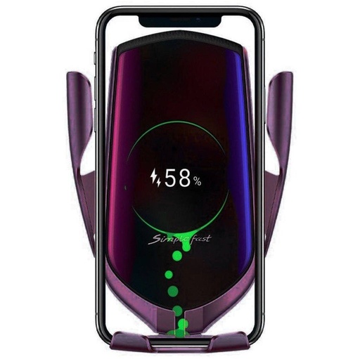 R1 autós tartó (szellőzőre), vezeték nélküli autós tartó/töltő automatikus szorító intelligens érzékelővel (10W), lila