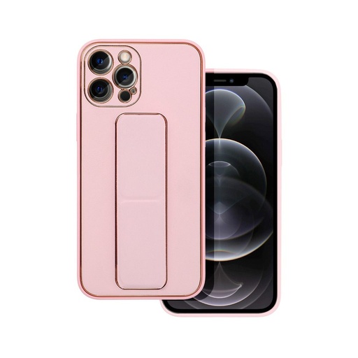 Apple iPhone 12 Pro Max bőr védőtok kihúzható állvánnyal, mágneses autós tartó kompatibilis , (Rózsaszín)