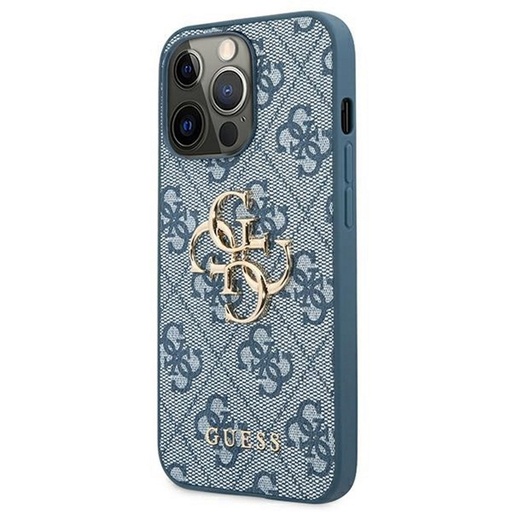 Apple iPhone 13 Guess PU 4G Metal Logo tok (Kék) - GUHCP13M4GMGBL