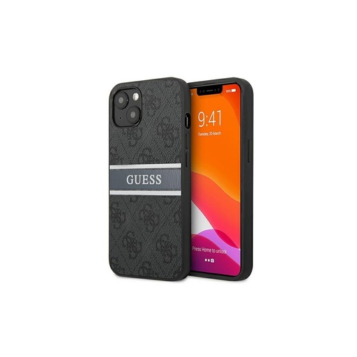 Apple iPhone 13 Guess PU 4G Printed Stripe tok (Szürke) - GUHCP13M4GDGR