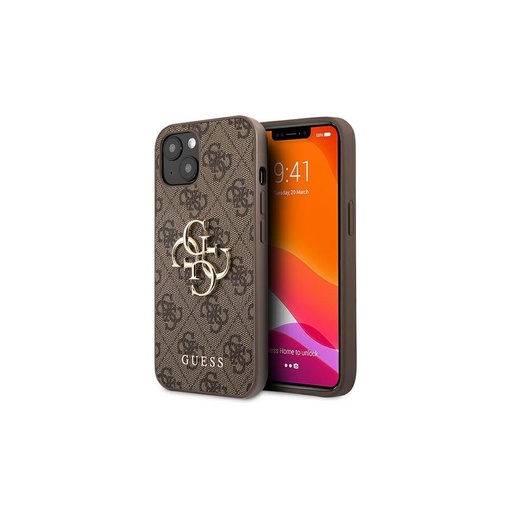Apple iPhone 13 Guess PU 4G Metal Logo tok (Barna) - GUHCP13M4GMGBR