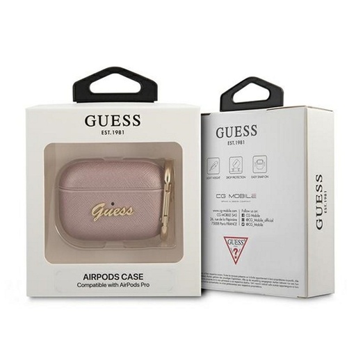 Guess AirPods Pro tok Saffiano PC/PU Metal Logo (Rózsaszín) - GUAPSASMP