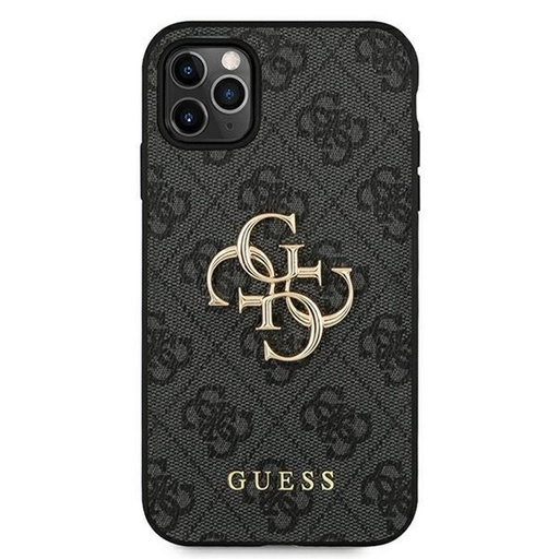 Apple iPhone 13 Pro Max Guess PU 4G Metal Logo tok (Szürke) - GUHCP13X4GMGGR