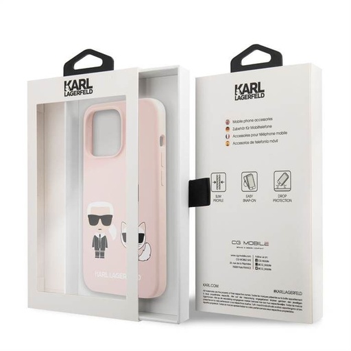 Apple iPhone 13 Pro Karl Lagerfeld Karl and Choupette Liquid Silicone tok (Rózsaszín - KLHCP13LSSKCI)