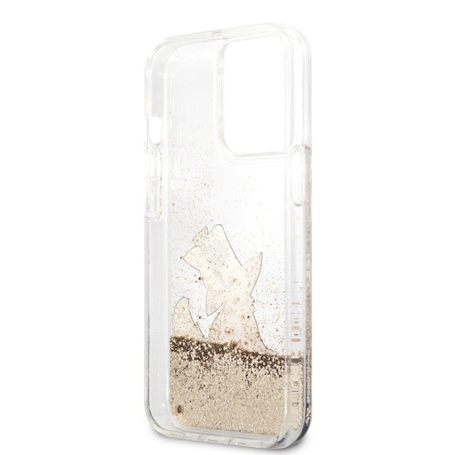 Apple iPhone 13 Pro Max Karl Lagerfeld Liquid Glitter Choupette Eats tok (Arany - KLHCP13XGCFD)