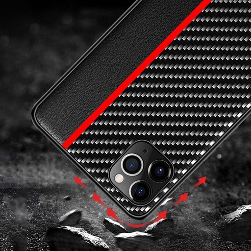 Apple iPhone 7 / iPhone 8 / iPhone SE 2020 / iPhone SE 2022 MOTO carbon hátlap tok (Fekete Piros Csíkkal)