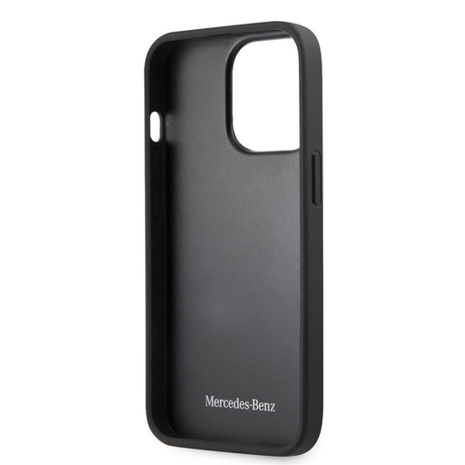 Apple iPhone 13 Pro Max Mercedes steppelt bőr hátlap tok (Fekete) - MEHCP13XSPSBK